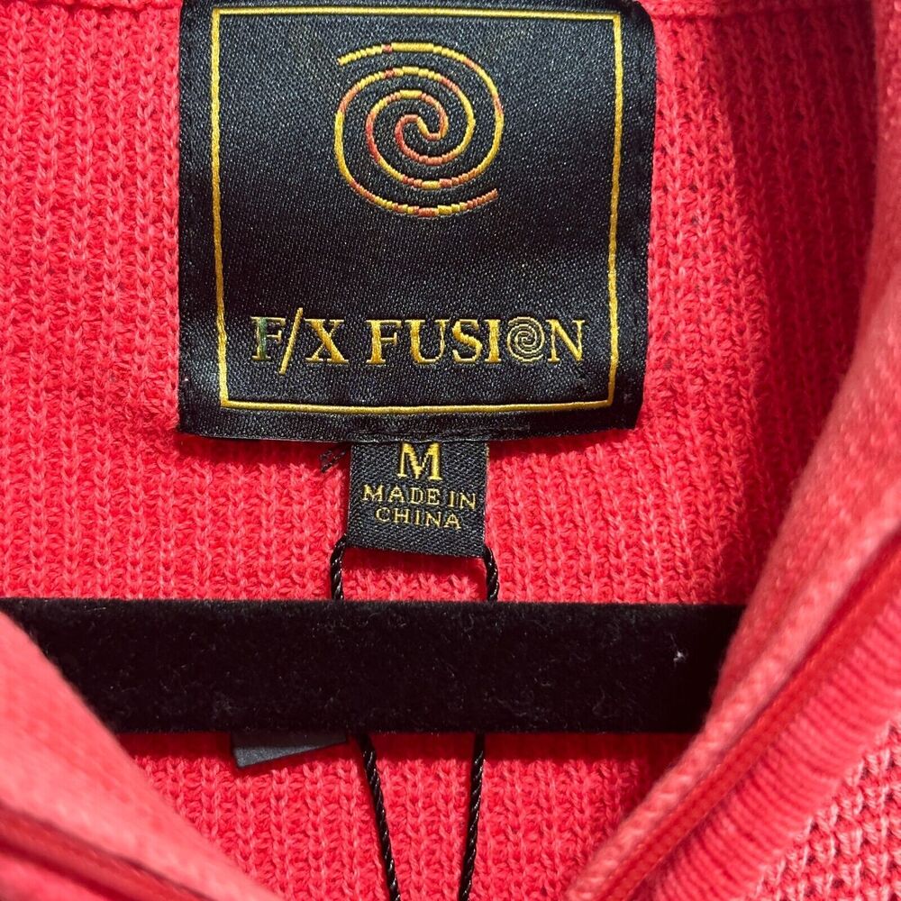 F/X Fusion Waffle Knit Sweater Men's Sz M Apricot 1/4" Zip - Picture 5 of 6